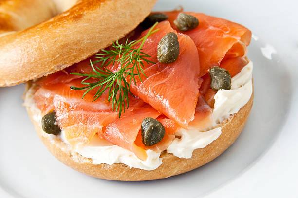 Lox and cream cheese bagel sandwich at Benny's Bagels Dallas