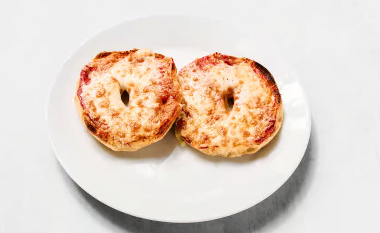 Pizza bagel at Benny's Bagels Dallas TX