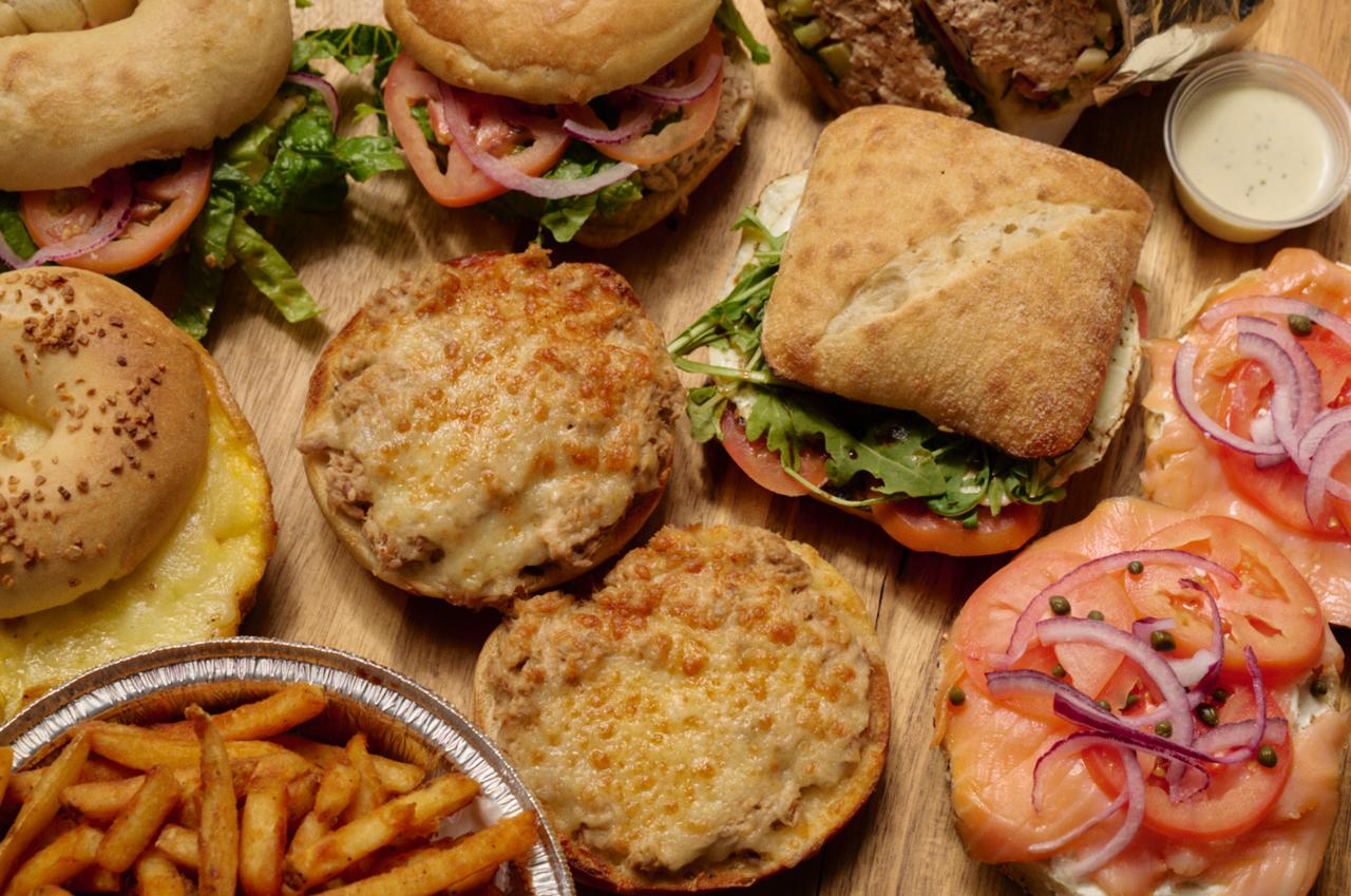Kosher sandwiches melts and lox spread at Benny's Bagels Dallas TX